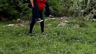 Strong woman lift and carry