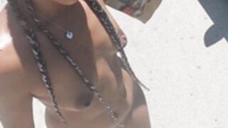 Costa Rican Latina Walking Nude On The Street