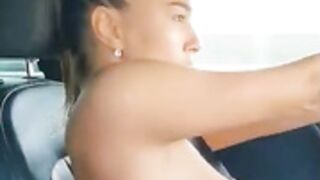 big boobs driving