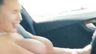 big boobs driving