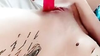 Swedish Sanna dildo in bed