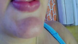 leysun7777 slap her tits with dildo & blowjob