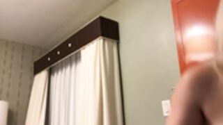 Showing naked body to delivery man and spanking ass