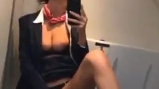 Flight stewardess, masturbates with orgasm in mid-fligh