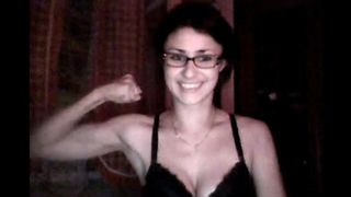 Sexy russian fit-girl in shorts and glasses.