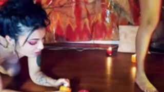 sweet_nana17, lesbian, keiko, hot wax, oil, playing