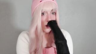 Kirby vs Large Bad Dragon dildo deepthroat