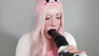 Kirby vs Large Bad Dragon dildo deepthroat