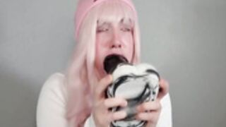 Kirby vs Large Bad Dragon dildo deepthroat