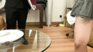 Vickyntania lush control in front of hotel staff