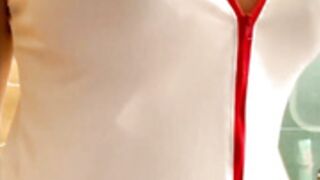 Sexy nurse need a shower to get orgasm and squirt