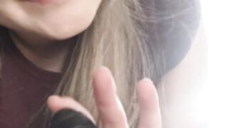 Whitney having fun with black dildo