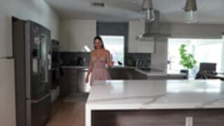 Aspen Rae     Fuck a couple of dildos on kitche