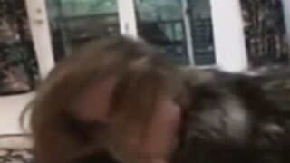 Silver fox fur coat THICK blowjob