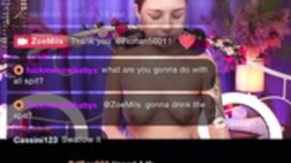 Zoe Mills Saliva on her body