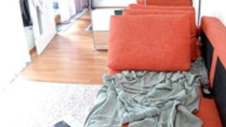 Leora double orgasm ANAL and Pussy on the couch