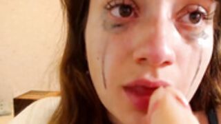 loveange cute teen using tit clamps and messy blowjob