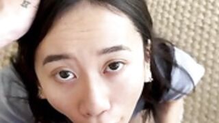 Kiri Amari on knees, clothed