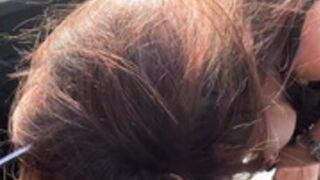 Priscilla piss beside the car