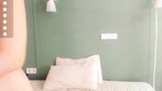 Asian sucking a huge dildo