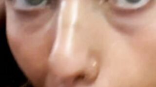 Closeup Bimbo deep blowjob