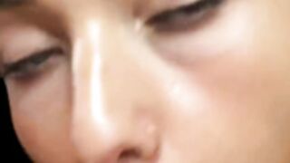 Closeup Bimbo deep blowjob