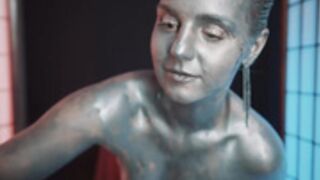 Excitease Silver body painting
