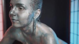 Excitease Silver body painting