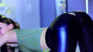 Aria black slick non nude, a curvy cat