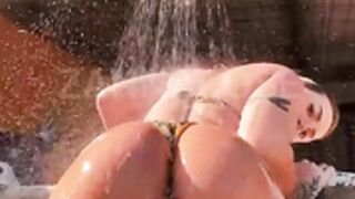 Blonde Girl Bathing Publically