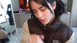Puffy jacket blowjob