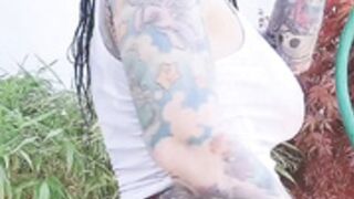 Riae playing with water