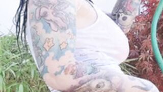 Riae playing with water