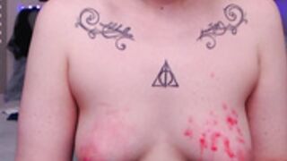 L1ly_Paw Wax on boobs and dildo riding
