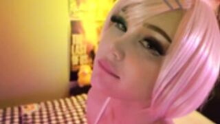 T girl BlondeLashes19 throat fucked and pounded bare