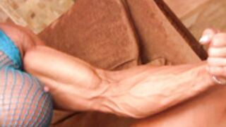 Fbb Unknown Blonde Muscle Posing Biceps Big Tits Nude