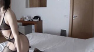 Dayana fox tail anal plug in the bedroom