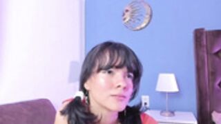 Skinny camgirl with braces is showing off her tiny body