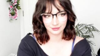 very pretty girl, lovely natural tits and glasses