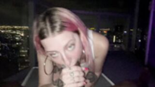 Melody Parker balcony blowjob