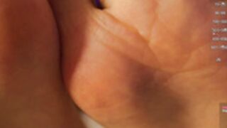 bellaward shows feet and uses them for footjob