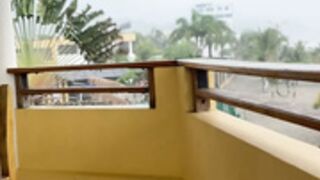 Suukam Naked ✨ selfies on balcony of hotel