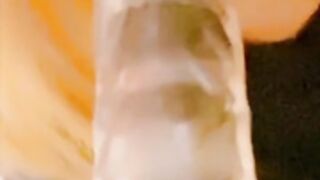 asian chick blows dildo