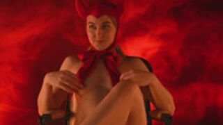 RocknRose in lingerie and devil horns