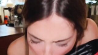 Hot girl in boots catch guy masturbating and helps him