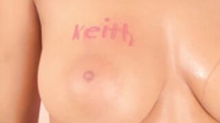 AlexSaeli Fucks Dildo & Writes "Keith" On Her Tit