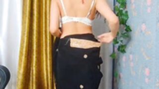 Aashika@Kaur nude strip saree