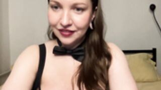 Cute pregnant bunny Monika-Moon teasing in lingerie