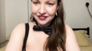 Cute pregnant bunny Monika-Moon teasing in lingerie
