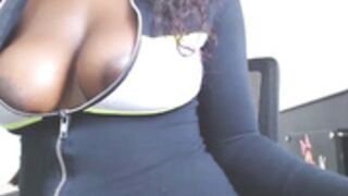Black Colombian from 2021 shakes tits and wand vibrates